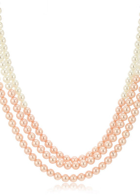 Estelle White And Orange Pearl Necklace - Indian Silk House Agencies