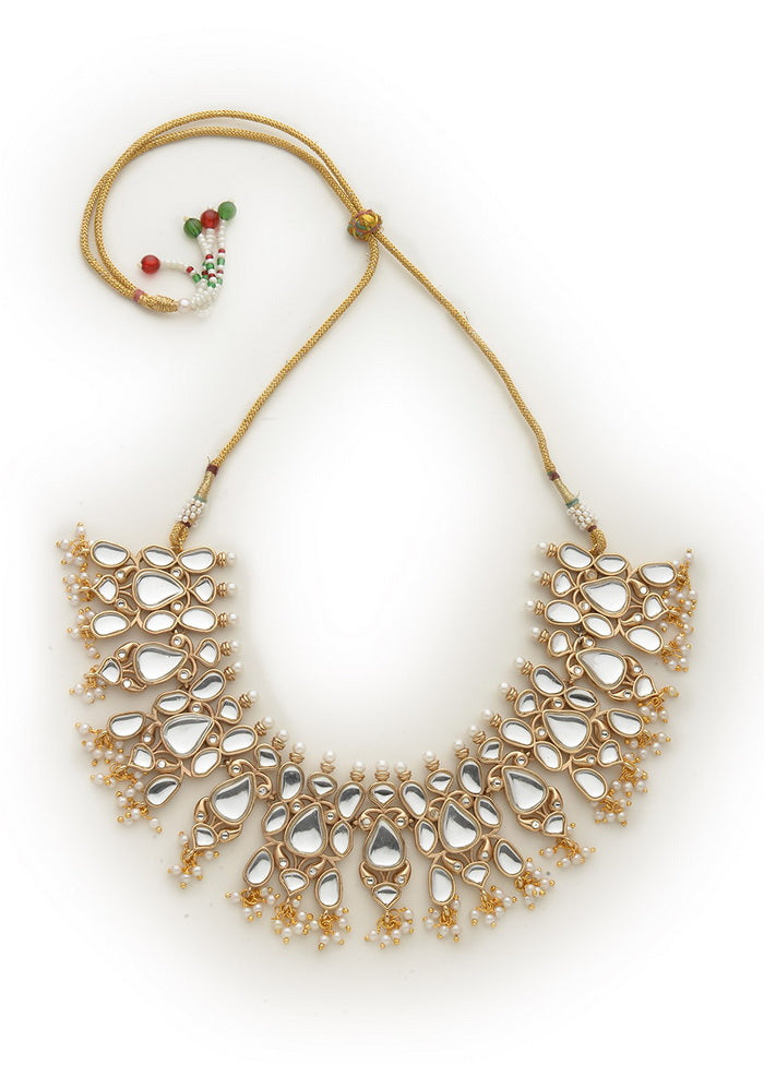 Estelle Gold Tone plated Mirror Kundan Necklace Set - Indian Silk House Agencies