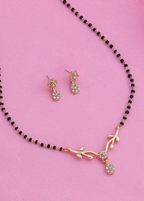 Estelle Estele 24 Kt Gold Plated Flower Drop Mangalsutra Necklace Set - Indian Silk House Agencies