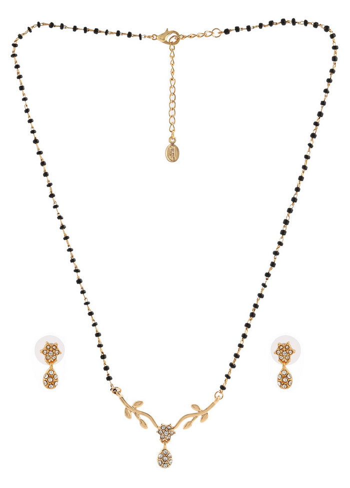 Estelle Estele 24 Kt Gold Plated Flower Drop Mangalsutra Necklace Set - Indian Silk House Agencies