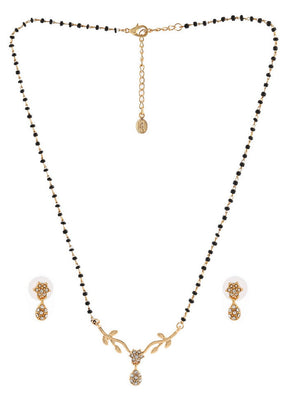 Estelle Estele 24 Kt Gold Plated Flower Drop Mangalsutra Necklace Set - Indian Silk House Agencies