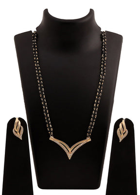 Estelle Estele 24 Kt Gold and Silver Plated Flighting Mangalsutra Necklace Set - Indian Silk House Agencies