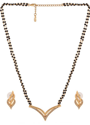 Estelle Estele 24 Kt Gold and Silver Plated Flighting Mangalsutra Necklace Set - Indian Silk House Agencies