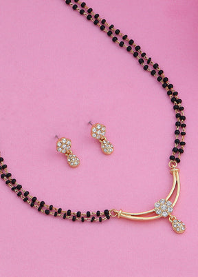 Estele 24 Kt Gold Plated Flower Double Line Mangalsutra Necklace Set - Indian Silk House Agencies