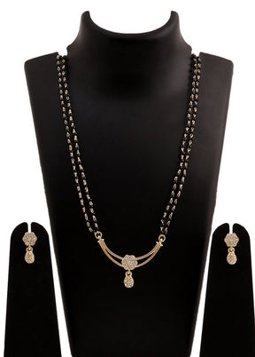 Estele 24 Kt Gold Plated Flower Double Line Mangalsutra Necklace Set - Indian Silk House Agencies