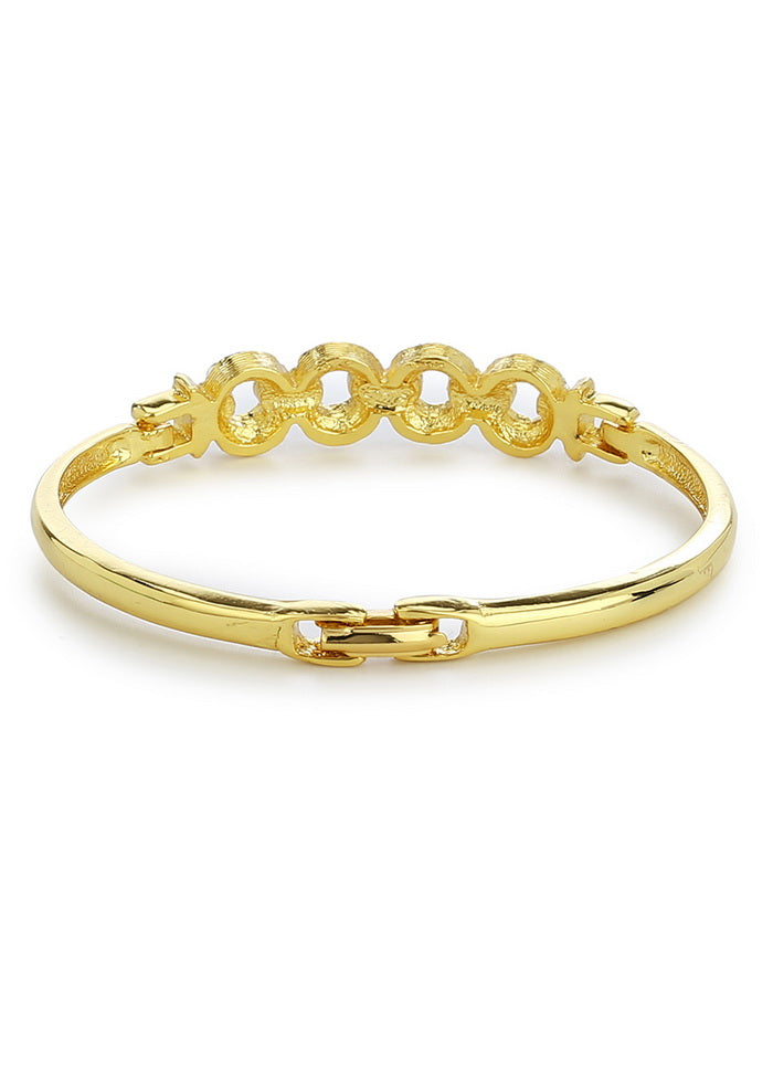 Estelle Gold Plated White Crystal Stone Womens Bangle Bracelet - Indian Silk House Agencies