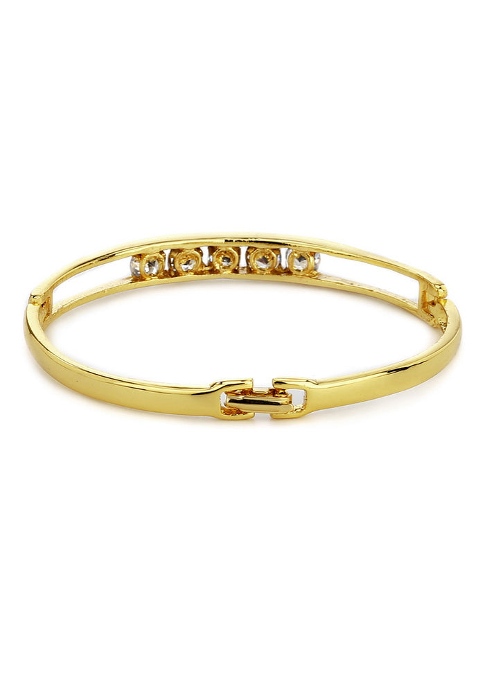 Estelle Gold Plated White Stone Adjustable Bangle Bracelet - Indian Silk House Agencies