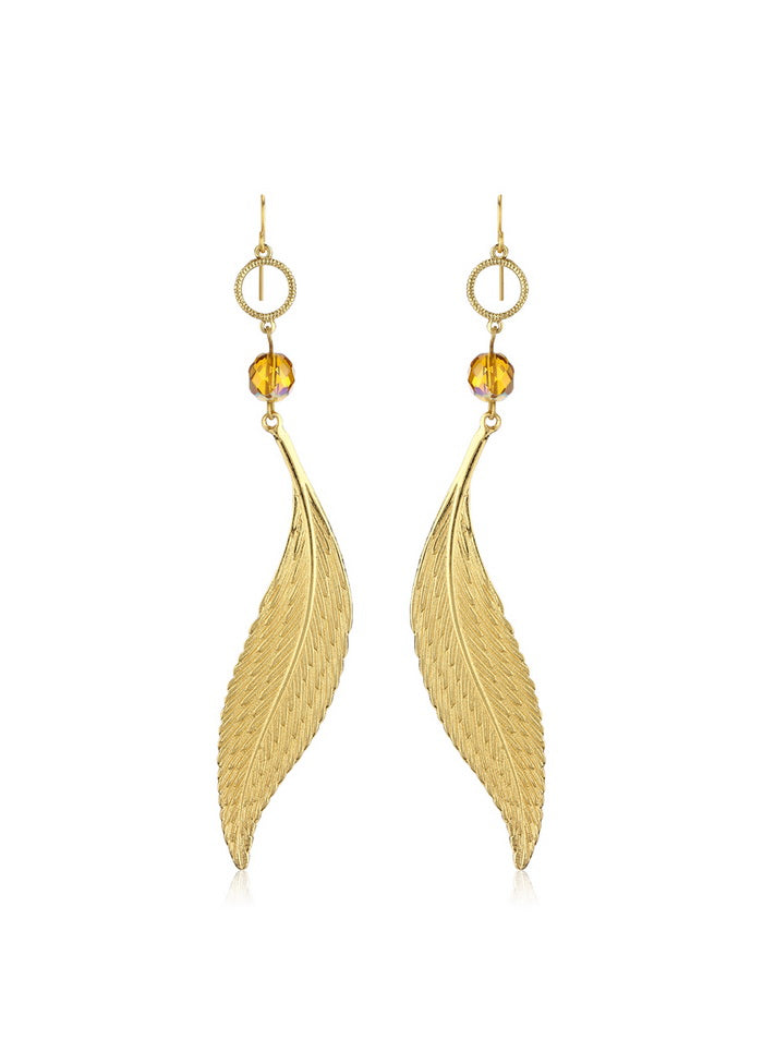 Estelle Leaf Shaped Hoop Earrings - Indian Silk House Agencies