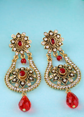 Estelle Traditional Gold Plated Pearl Dangle Drop Earrings for Women - Indian Silk House Agencies