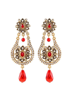 Estelle Traditional Gold Plated Pearl Dangle Drop Earrings for Women - Indian Silk House Agencies