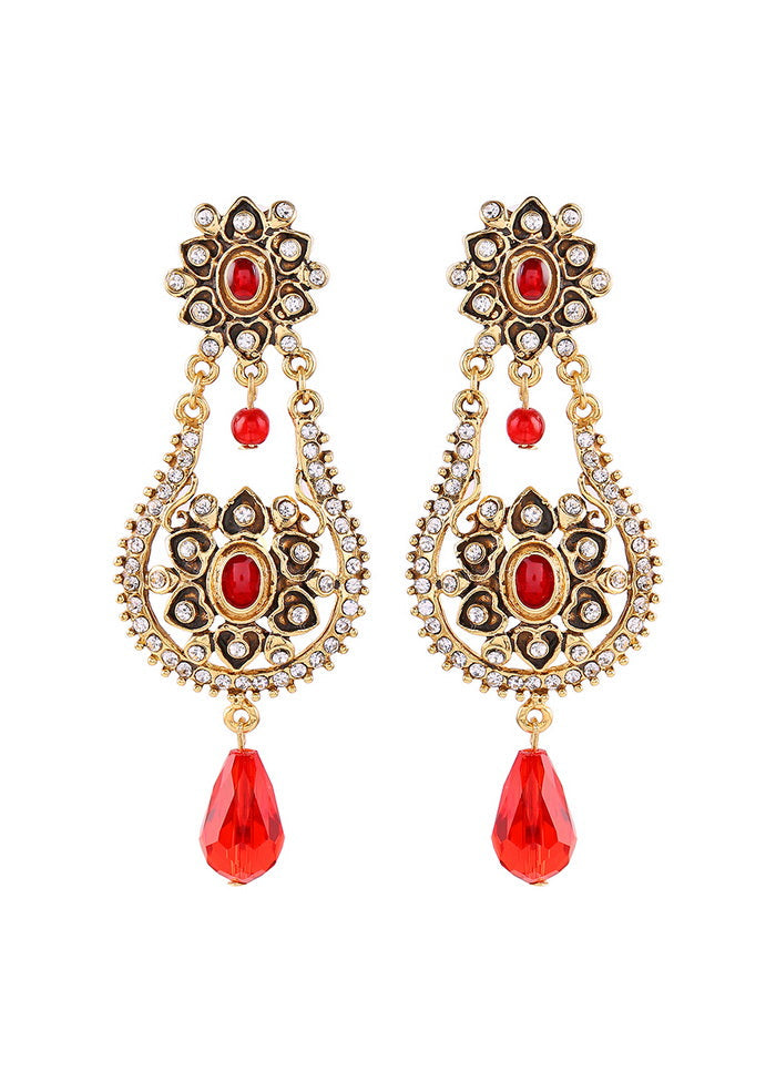 Estelle Traditional Gold Plated Pearl Dangle Drop Earrings for Women - Indian Silk House Agencies