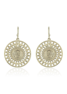 Estelle Gold Plated Round Drop Hoop Earrings - Indian Silk House Agencies