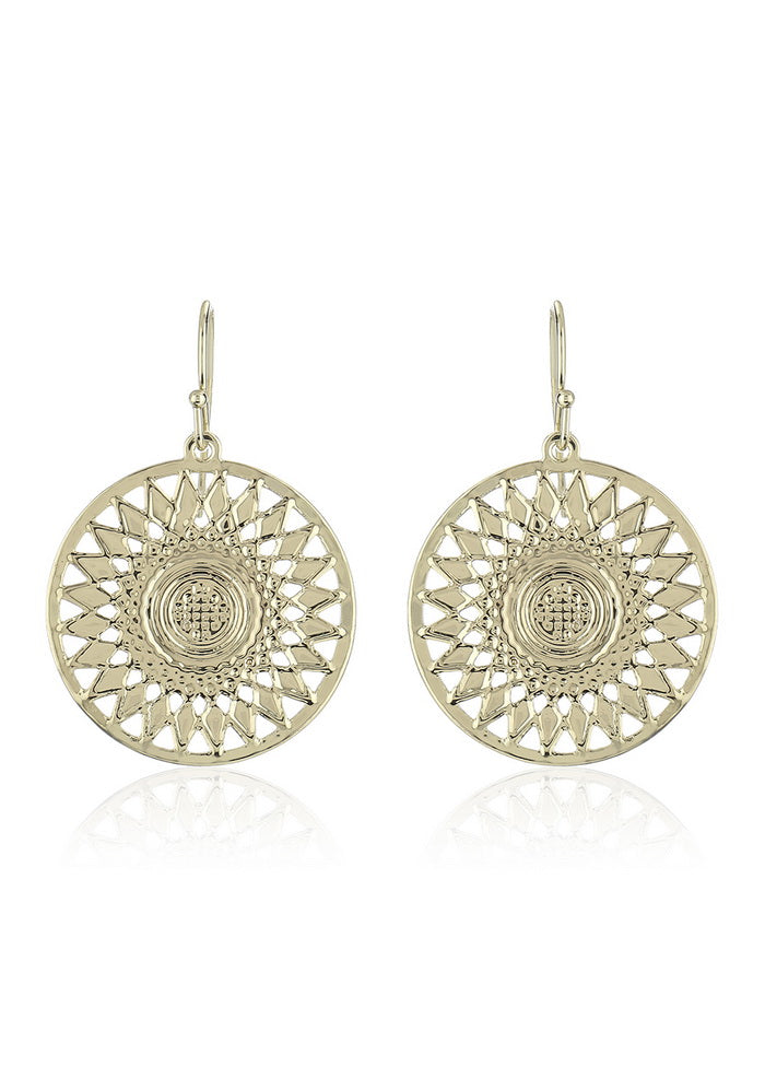 Estelle Gold Plated Round Drop Hoop Earrings - Indian Silk House Agencies