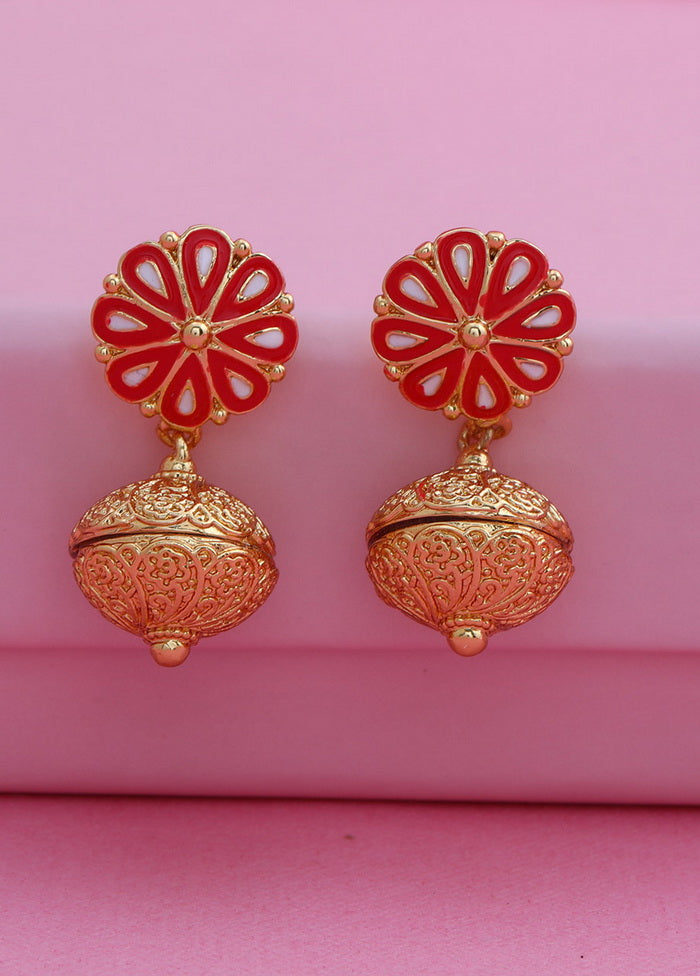 Estelle Trendy Gold Plated Pearl Dangle Earrings - Indian Silk House Agencies