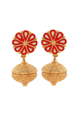 Estelle Trendy Gold Plated Pearl Dangle Earrings - Indian Silk House Agencies