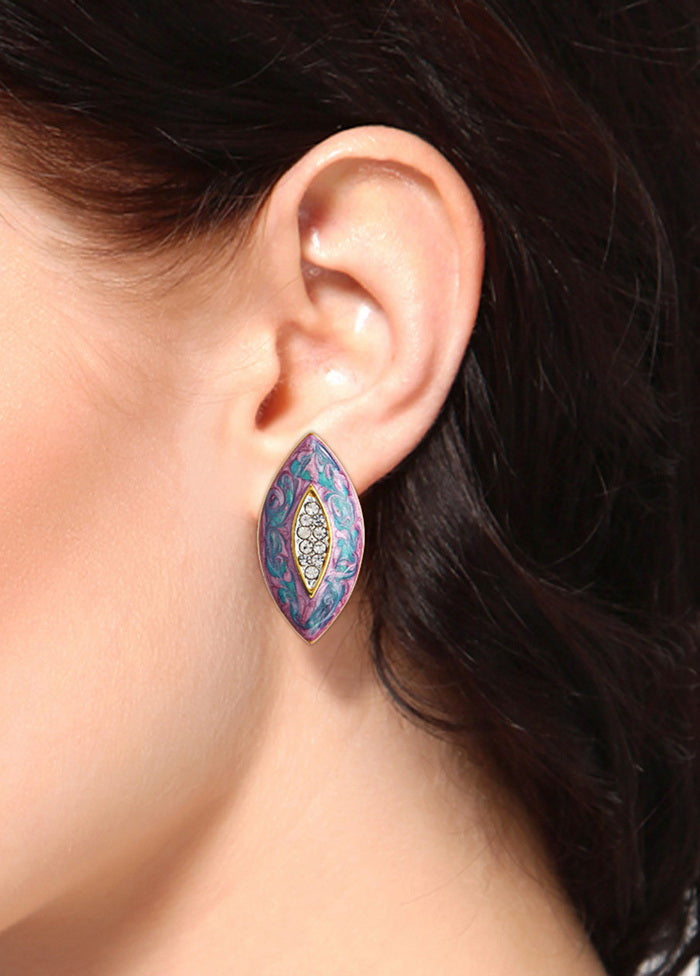 Estelle Oval Enamel stud - Indian Silk House Agencies