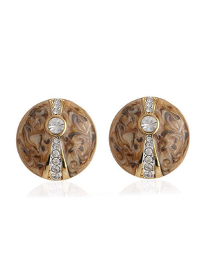 Estelle Grey enamel with White Crystal stone earrings - Indian Silk House Agencies