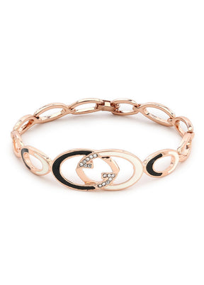 Estelle Rose Gold Black And White Enamel Bracelet - Indian Silk House Agencies