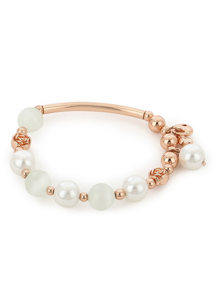 Estelle Flower Modal Flux Pearl Charm Bracelet - Indian Silk House Agencies