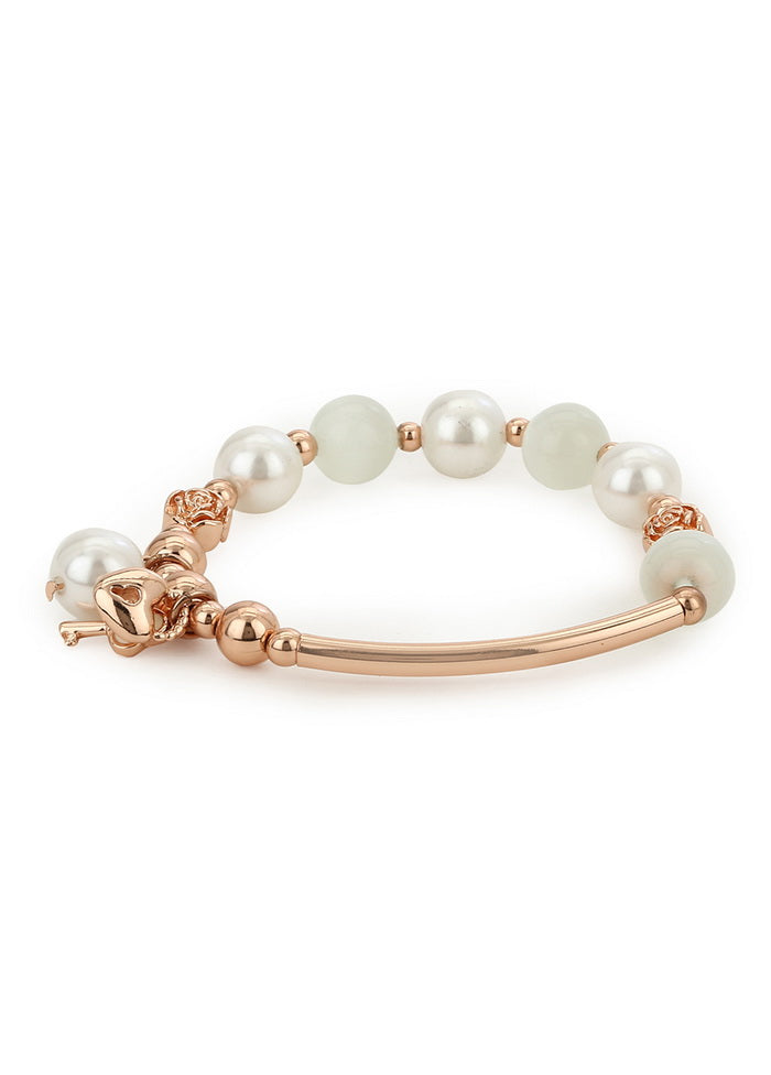 Estelle Flower Modal Flux Pearl Charm Bracelet - Indian Silk House Agencies