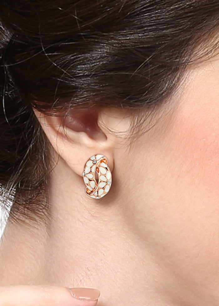 Estelle White Enamel with crystal stone stud - Indian Silk House Agencies