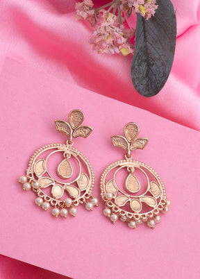 Estelle Rose Gold Stylish Fancy Party Wear Pearl Earrings - Indian Silk House Agencies