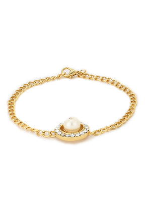 Estelle Pearl With White Stone Bracelet - Indian Silk House Agencies