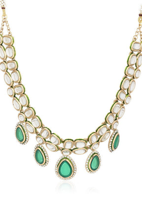 Estelle Traditional Polki Stone Gold Plated Jewellery Set - Indian Silk House Agencies