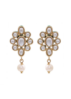 Estelle Trendy Fancy Party Wear Gold Plated Pearl Drop Stud Earrings - Indian Silk House Agencies