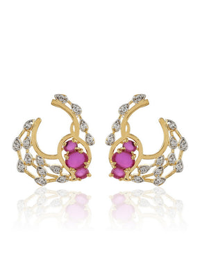 Estelle Pink and White AD Stone Stud - Indian Silk House Agencies