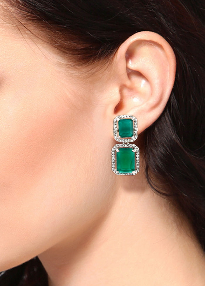 Estelle Aster Green emerald stones Earrings - Indian Silk House Agencies