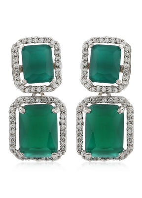 Estelle Aster Green emerald stones Earrings - Indian Silk House Agencies