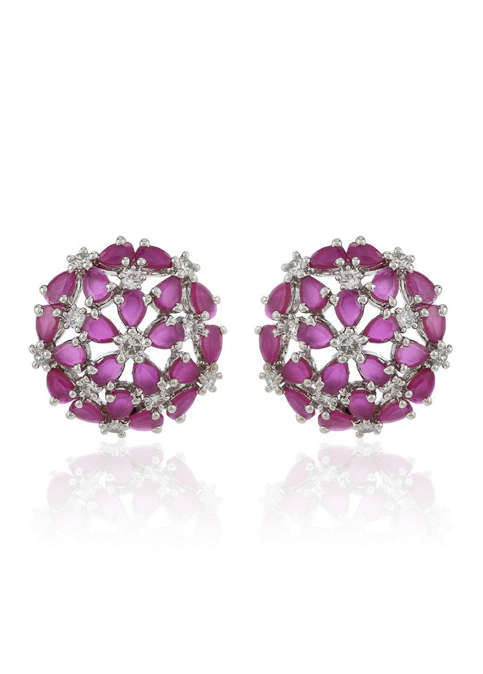 Estelle Luxor Ruby Diamond Studs Earrings - Indian Silk House Agencies