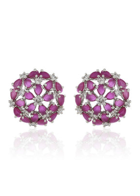 Estelle Luxor Ruby Diamond Studs Earrings - Indian Silk House Agencies