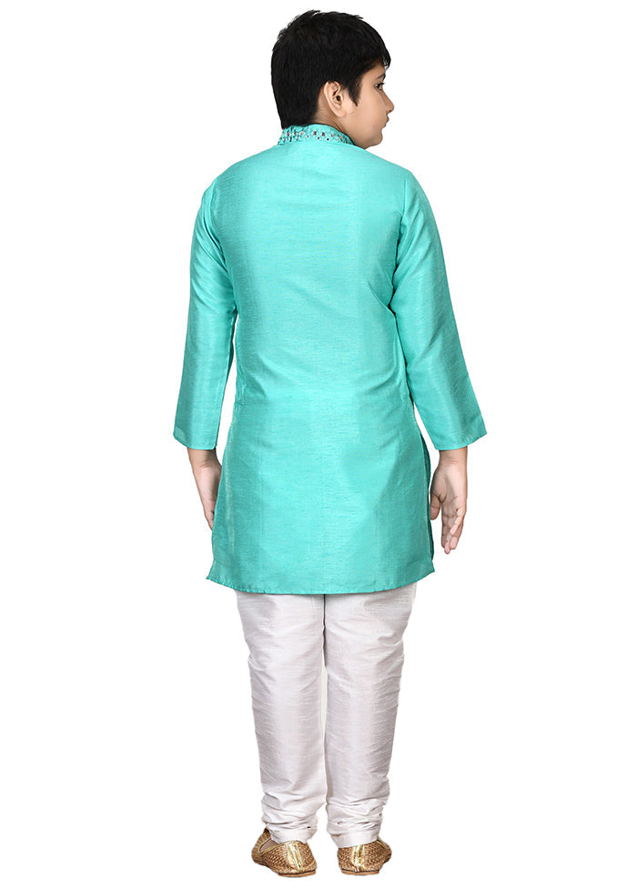 2 Pc Sea Green Pure Cotton Kurta Pajama Set - Indian Silk House Agencies