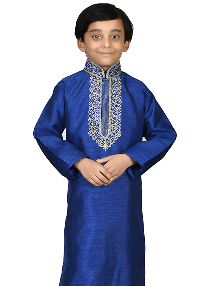 2 Pc Blue Pure Cotton Kurta Pajama Set - Indian Silk House Agencies