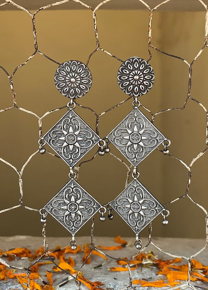 Tribal Silve Tone Drop Earrings - Indian Silk House Agencies