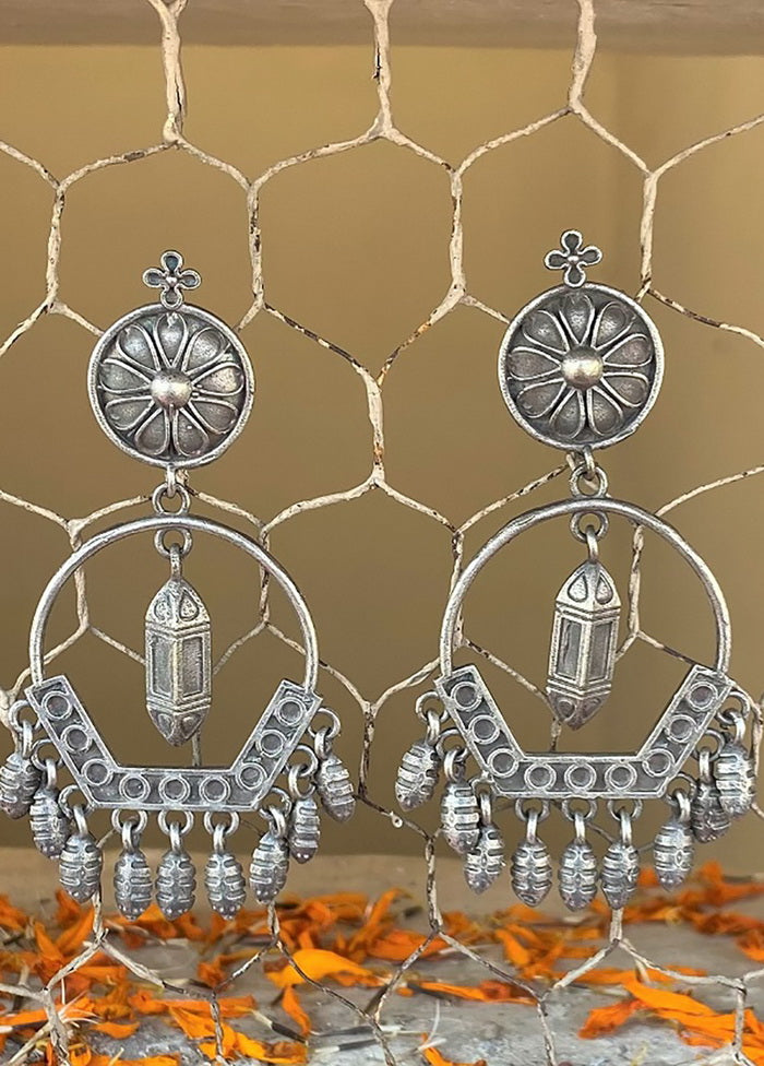 Tribal Silve Tone Drop Earrings - Indian Silk House Agencies