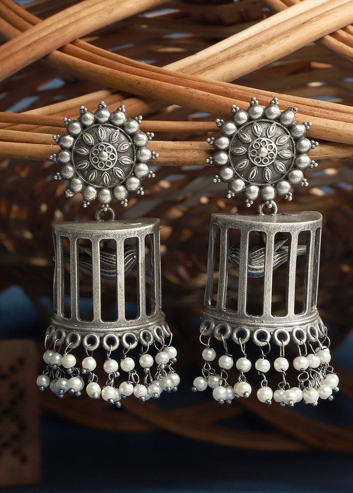 Tale Handcrafted Silver Toned Earrings - Indian Silk House Agencies