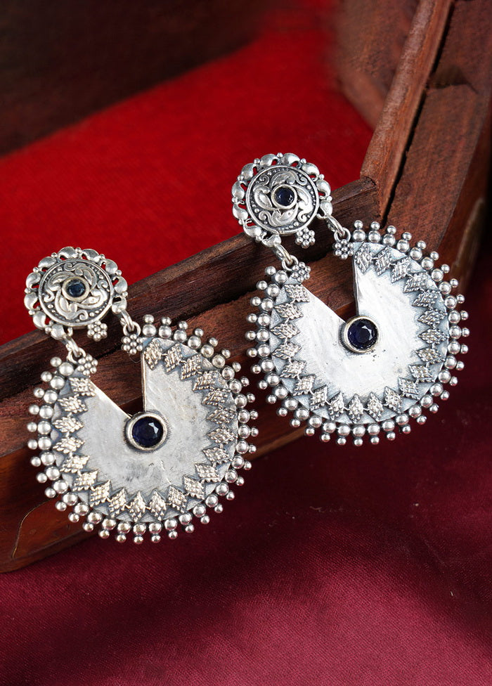 Round Shape Silver Tone Brass Earrings - Indian Silk House Agencies