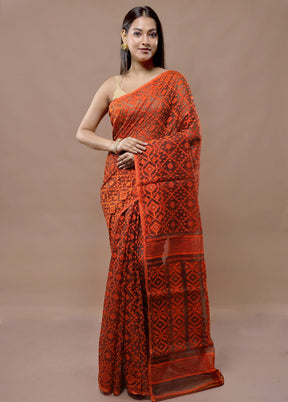 Orange Tant Jamdani Saree Without Blouse Piece - Indian Silk House Agencies