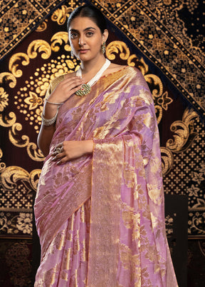 Pink Banarasi Silk Saree With Blouse Piece