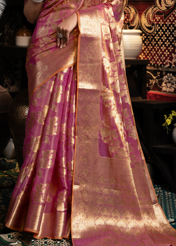 Purple Banarasi Silk Saree With Blouse Piece