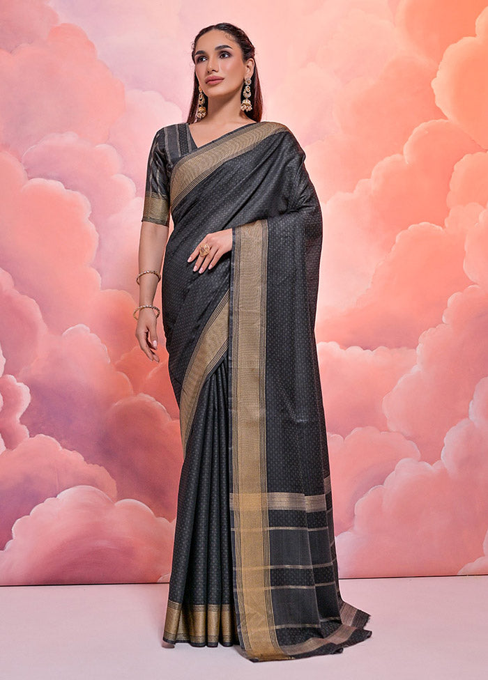 Black Cotton Saree With Blouse Piece