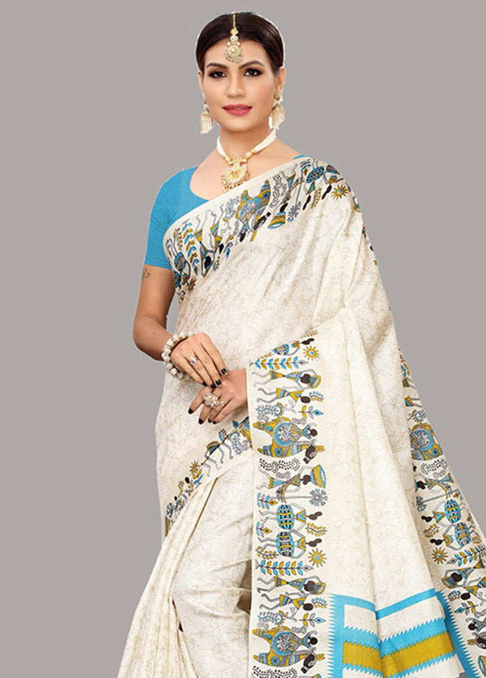 Cream Spun Silk Woven Saree With Blouse Piece - Indian Silk House Agencies