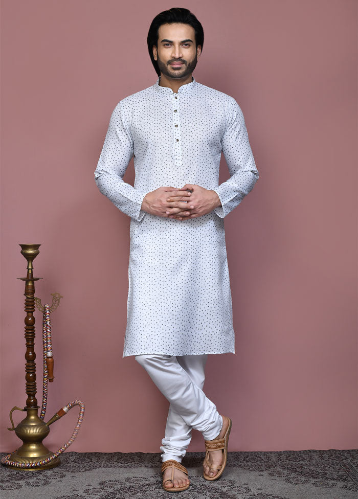 2 Pc Grey Cotton Kurta Pajama Set