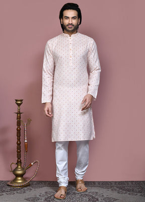 2 Pc Cream Cotton Kurta Pajama Set