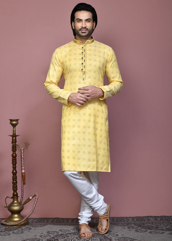 2 Pc Lemon Cotton Kurta Pajama Set