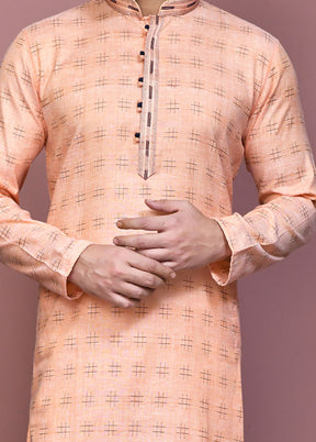 2 Pc Orange Cotton Kurta Pajama Set