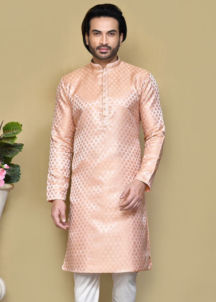 2 Pc Rust Silk Kurta Pajama Set